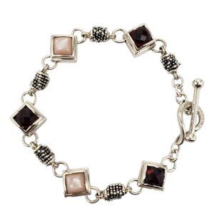 Michel Dawkins Sterling Silver Multi Gemstone Toggle Bracelet #23310